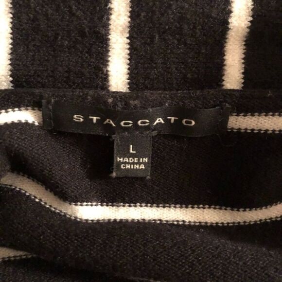 STITCH FIX STACCATO Cardigan Black and White Stripe W… - Picture 3 of 5